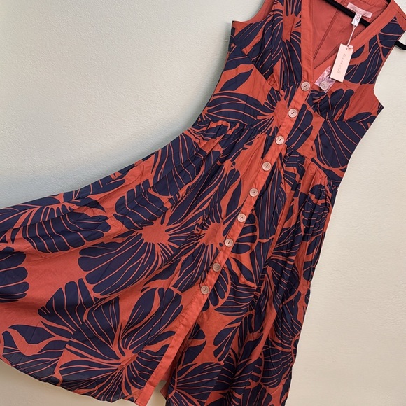 Anthropologie Hutch Indy Sleeveless V-Neck Button-Front Midi Dress size 12 - Picture 8 of 12